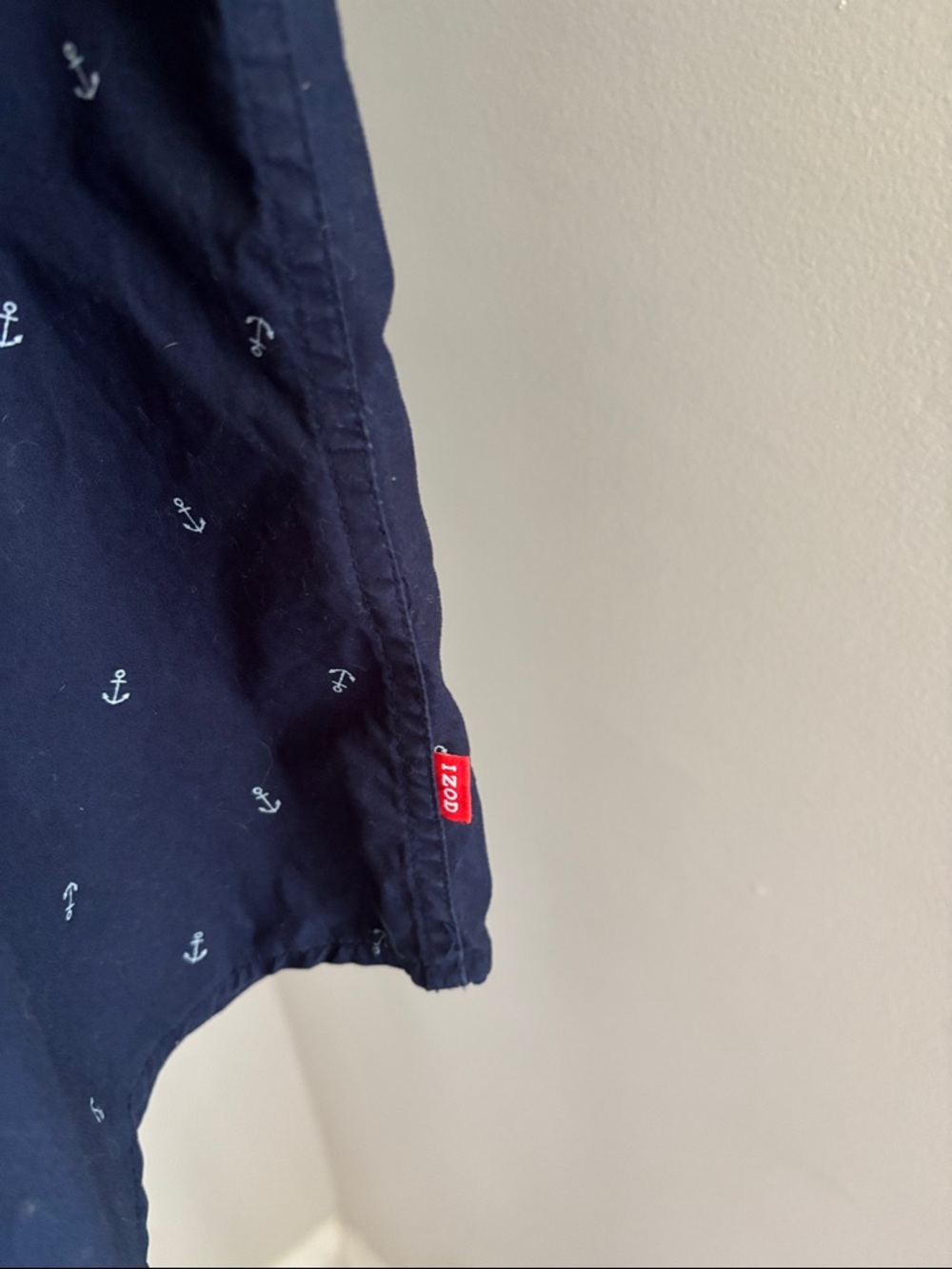 Izod Navy Short-Sleeve Button-Down Shirt with Micro Print Anchors Men’s Size XXL - Picture 5 of 5